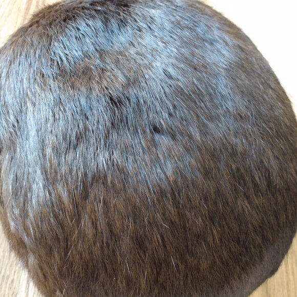 Vintage Fur Hat with Satin Band, Faux Pearl Accent and Union Label - Picture 14 of 15